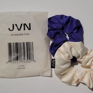NEW JVN Scrunchie 2 PK (Royal Purple and Ivory)